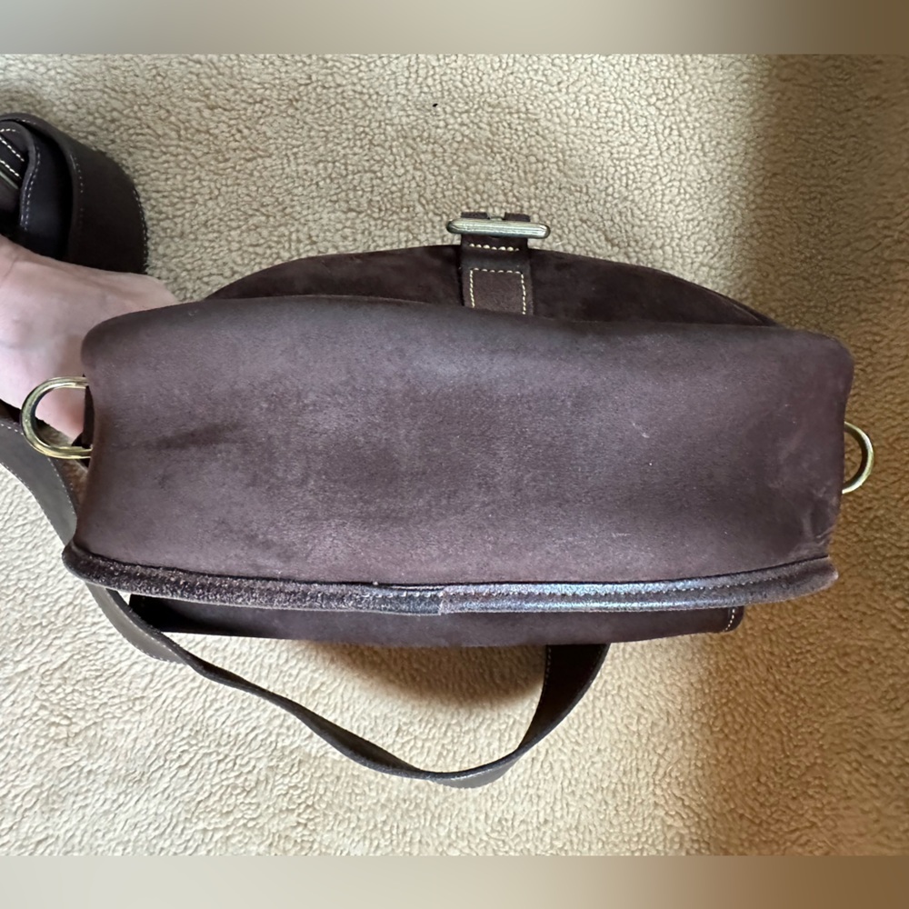 Dooney & Bourke Vintage Brown Suede Leather Saddle bag crossbody purse - Picture 4 of 11